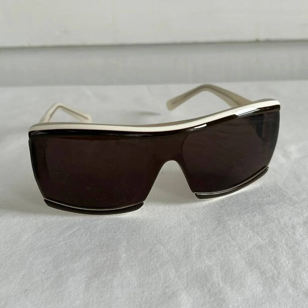 Marni‎ Shield Sunglasses Wraparound Brown Oversized Avant Garde Unisex